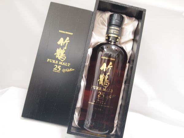 竹鶴25年 ピュアモルト 700ml 空瓶 外箱 木箱付 竹鶴25年ピュアモルト
