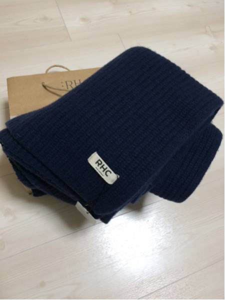 新品 RHC ロンハーマン ウールニットマフラー 紺