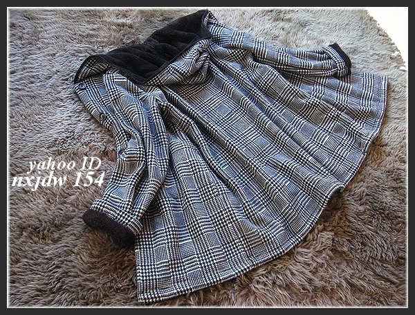 ◆Rose◇3～4L/あったか軽量♪グレンチェックのハーフコート黒白