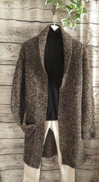 ◆ユナイテッドアローズ 茶ウール100%ロングニットローブカーデ