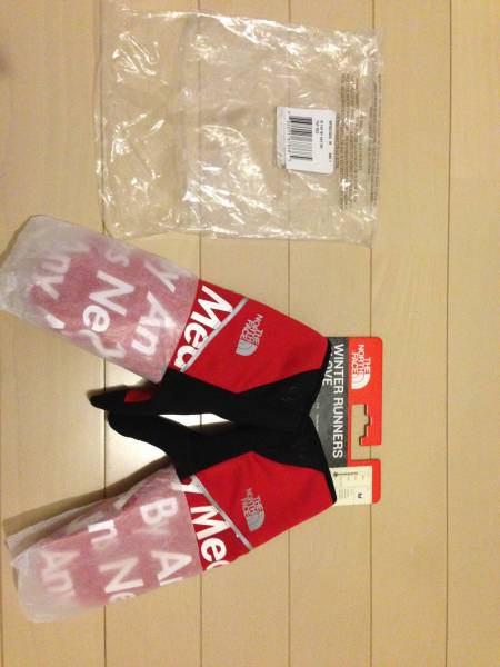 新品 15AW supreme the north face glove 赤M 正規品