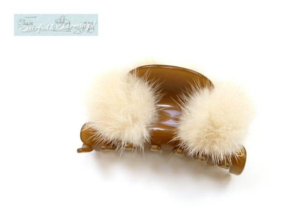 ALEXANDRE DE PARIS ファー付きヘアクリップ ALEXANDRE DE PARISアレクサンドル ミンク付ヘアクリップ ALEXANDRE DE