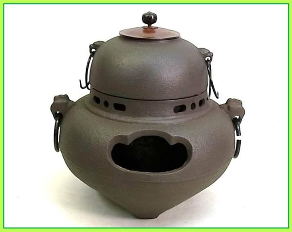 YA035☆茶道 風炉釜☆鬼面☆伝統工芸品☆鉄製☆ 2026年最新Yahoo