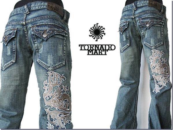 新品☆TORNADO MARTトルネードマート金銀刺繍デニムL86☆