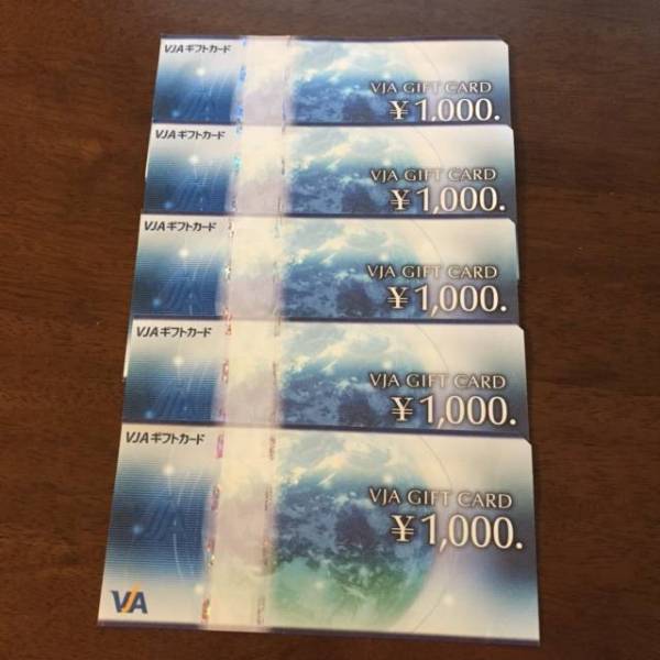 VJA（VISA）ギフトカード　１０００円×５枚　送料無料　即決