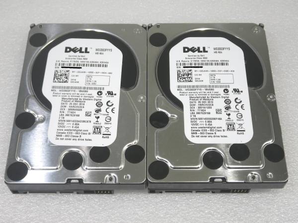 H124 3.5インチ非AFT SATA HDD 2TB WD RE4 WD2003FYYS 2台セット