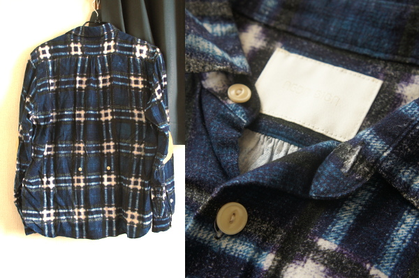 NEON SIGN チェックシャツ レザーエルボー unused sunsea 2