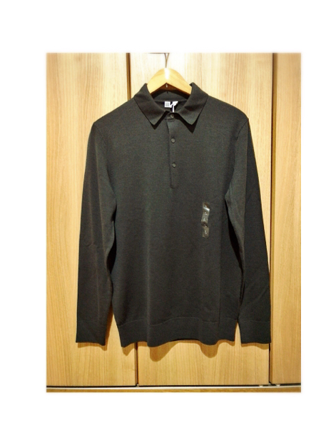 ★UNIQLO U ルメール ★16AW 新品 エクストラファインメリノニットポロシャツ darkgreen L ★ハイゲージ ユニクロU ユニクロルメール