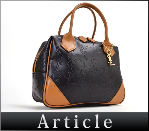 YSL ネイビー レザーハンドバッグ YSL YVES SAINT Yロゴ Laurent YSL ネイビー レザーハンドバッグ YSL YVES SAINT Yロゴ Laurent