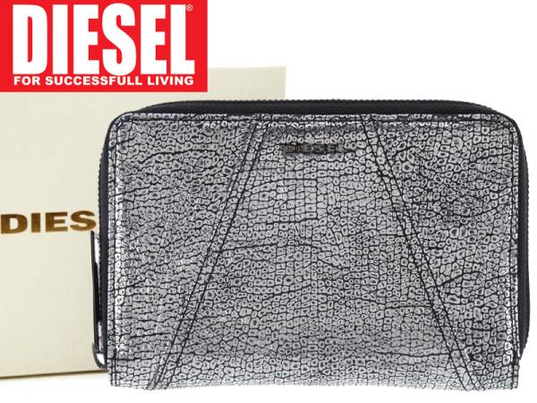 ラウンドファスナー二つ折り財布 ディーゼル DIESEL （ブラック