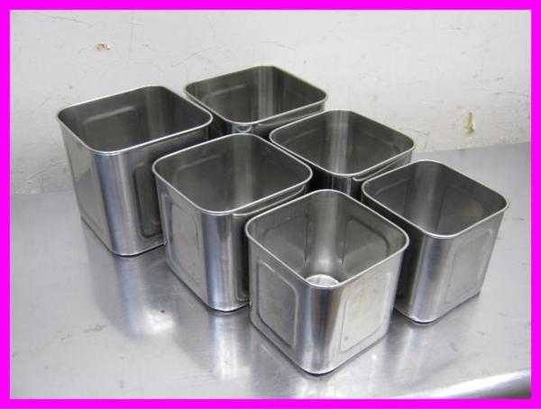 G2-1363 YUKIWA 店舗用 角型キッチンポット3種・6個セット ステンレス製 中古品