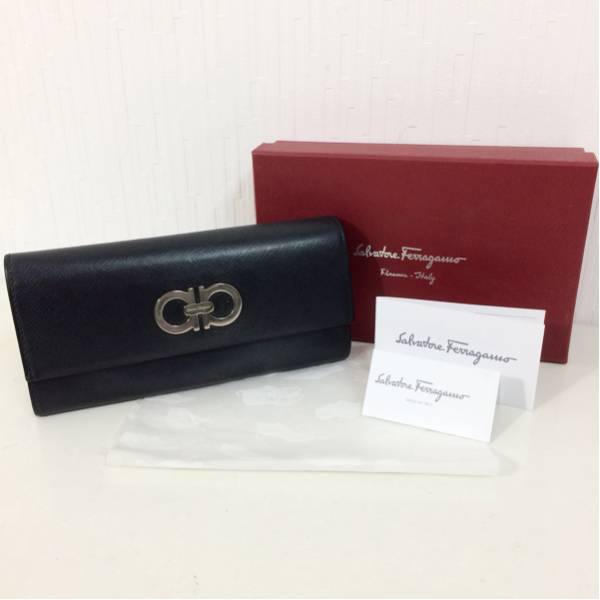 ★送料無料★ Ferragamo/フェラガモ 長財布 黒 中古 0119m8