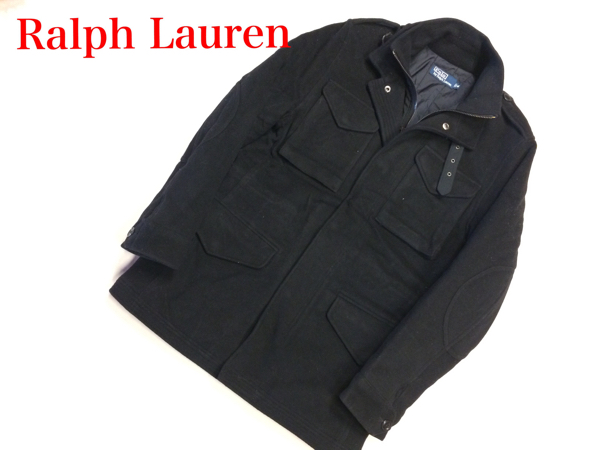 美品☆ラルフローレン ミリタリー ウール コート 黒 M Polo 