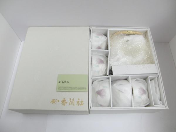 2S457□■香蘭社 急須 湯呑5客セット 木蓮 W47-AOZ 箱傷み 未使用品■□【ニューポーン】