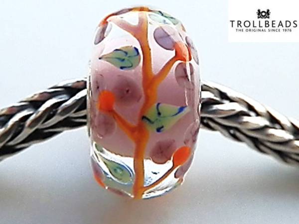 トロールビーズ★OOAK★小花★入手困難★パープルピンクに小枝にお花★レア