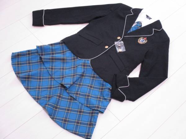 ガールズフォーマル150*JK*SK*青チェック*3点セット*入学卒業式発表会新品未使用