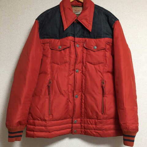 LEVI'S リーバイス ダウンジャケット サイズL デニム切替 レッド 70811