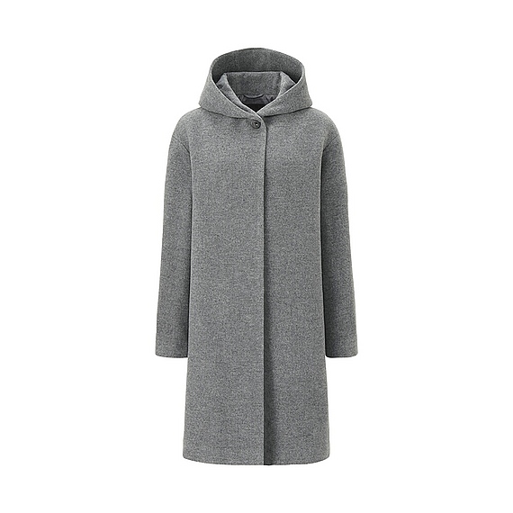 ウールブレンドビッグシルエットフーデットコート★グレー★Lサイズ★新品/灰比翼仕立/アウター/大きめサイズ/シンプル/uniqlo/ウール/毛 UNIQLO | ウールブレンドビッグシルエットフーデットコート 通勤 ウールコート ゆ