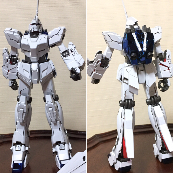 ユニコーンガンダム (レッド／グリーン ツインフレームエディション)チタニウムフィニッシュ 素組み完成品GUNDAM プラモデル