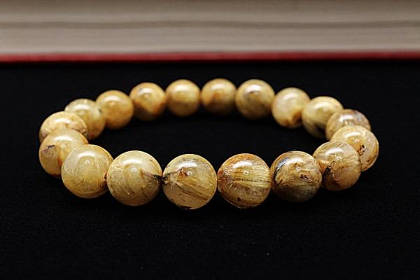 極煌14A】 極太 タイチン ゴールド ルチル ブレスレット 11.5mm 金針