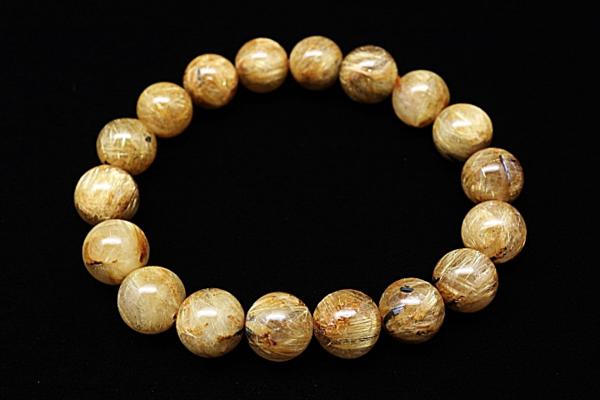 極煌14A】 極太 タイチン ゴールド ルチル ブレスレット 11.5mm 金針