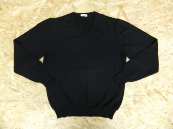 Gran sasso グランサッソ イタリア製 メンズ ウール Vネック ニットセーター 黒 46