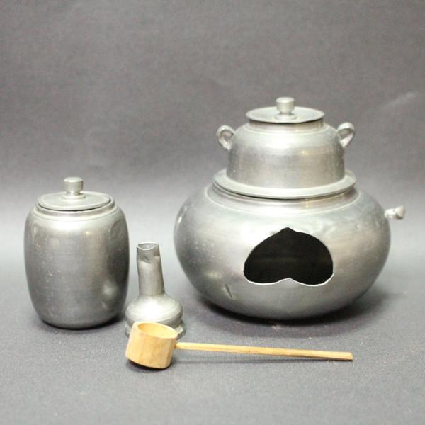 茶入れ 茶壺 英祥堂製 錫 濃茶 煎茶道具 茶道具 骨董 胴径7㌢×高さ9
