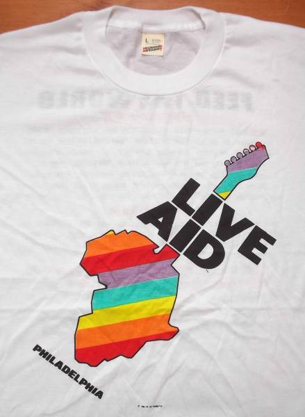 新品 【LIVE AID】 ライブエイド 1985年 レプリカ Tシャツ L(イラスト
