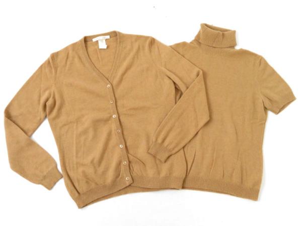美品△イタリア製 レ・コパン カシミヤ100% アンサンブル／ツインニット キャメル 42／11