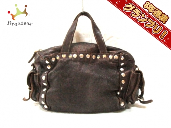 マルニ ハンドバッグ ダークブラウン×シルバー MARNI