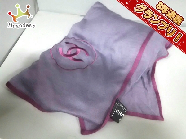 シャネル ストール(ショール) パープル ココマーク/刺繍 CHANEL