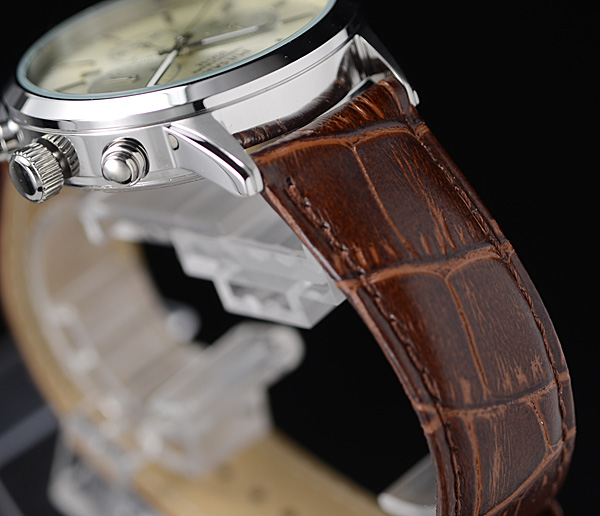 1円×3本セイコー逆輸入PULSAR シャンパンゴールド 100m防水クロノグラフ 本革ベルト 腕時計 新品未使用 SEIKO_4