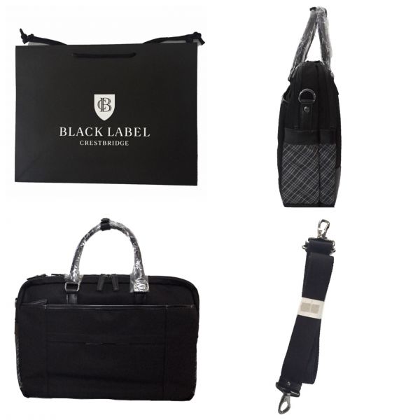 新品 ブラックレーベルクレストブリッジ サイドチェック ビジネスバッグ 黒 ブリーフケース ショルダーバッグ BLACKLABEL CRESTBRIDGE