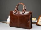 送料無料★ メンズ ビジネスバッグ 通勤鞄 肩掛け 斜め掛け かばん ブリーフケース 上質 高級 レザー 茶