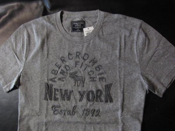本物正規◆アバクロ◆Tシャツ 刺繍2108-122 灰■XL ■新品/ムース