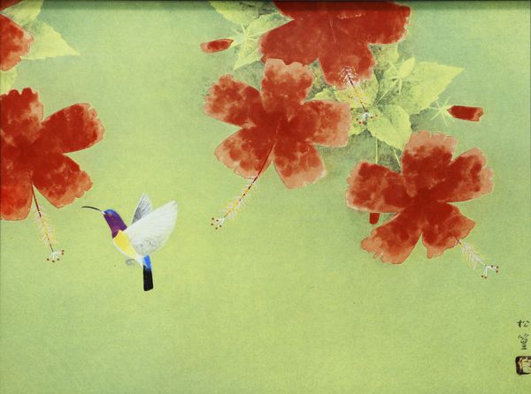 たつお　装飾額縁　上村松篁　陶板額　【鳳凰木】限定80部 たつお 装飾額縁 上村松篁 陶板額 【鳳凰木】限定80部 送料無料】 陶額