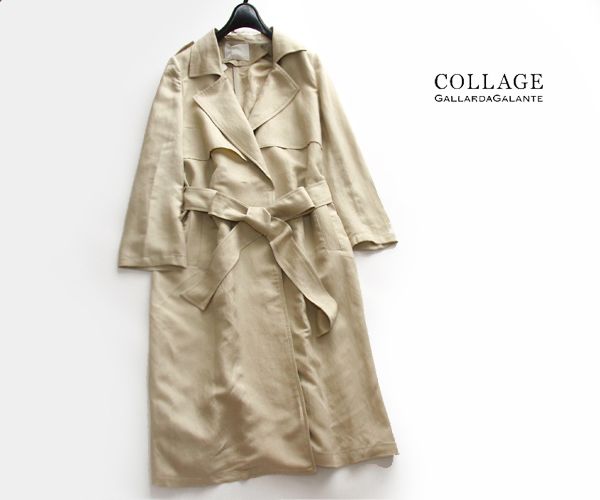ガランテCOLLAGE★リネンニュアンスロングトレンチコート/BEF★