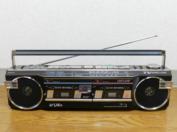 80年代】サンヨー「おしゃれなテレコ」MR-WU4R (黒) ジャンク SANYO MR 