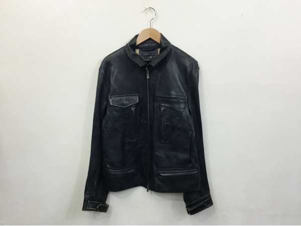 theory AD79-H レザージャケット セオリー レザーブルゾン チンストラップ付き