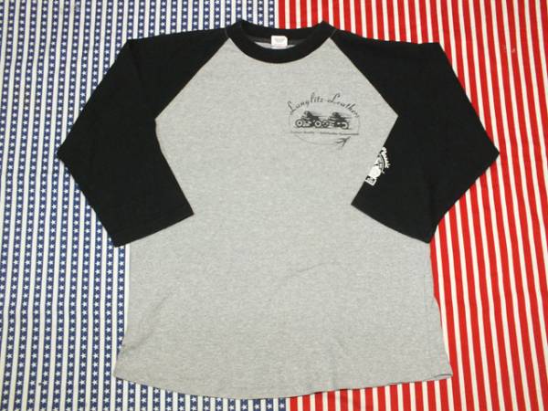 ☆Langlitz Leathersラングリッツレザー七分丈ツートンラグランTシャツ灰黒☆