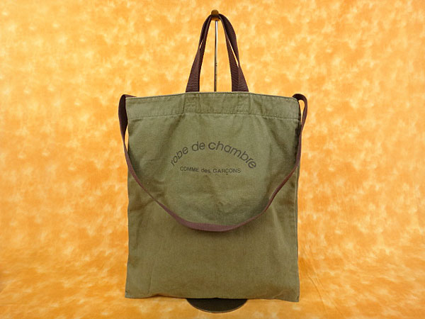 ★040086【ローブドシャンブル コムデギャルソン】コットンキャンバス★ワンショルダートートバッグ★robe de chambre COMME des GARCONS