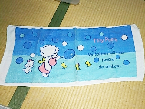 タイニーポエム　ハンドタオル　風の子さっちゃん　サンリオレトロ 中古 美品○昭和レトロ○タイニーポエム○風の子さっちゃん○フェイス