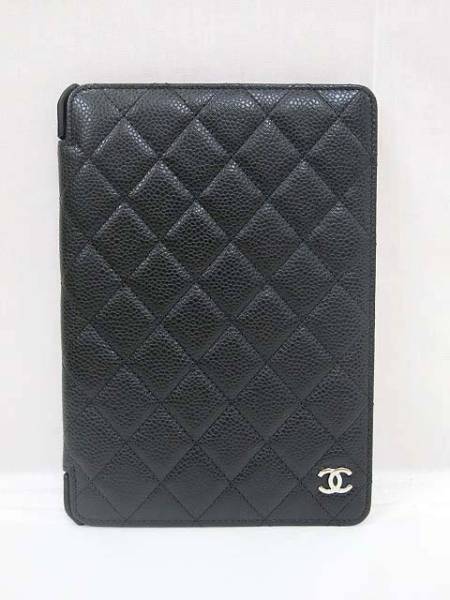 CHANEL シャネル 美品 マトラッセ iPad mini ケース キャビアスキン 黒