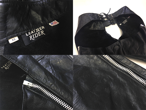USA☆LEATHER RIDER レザー チャップス XS 黒 バイクウェア アメリカン