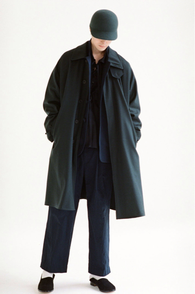 URU 16aw ステンカラーコート URU(ウル)/DOUBLE BREASTED COAT/NAVY