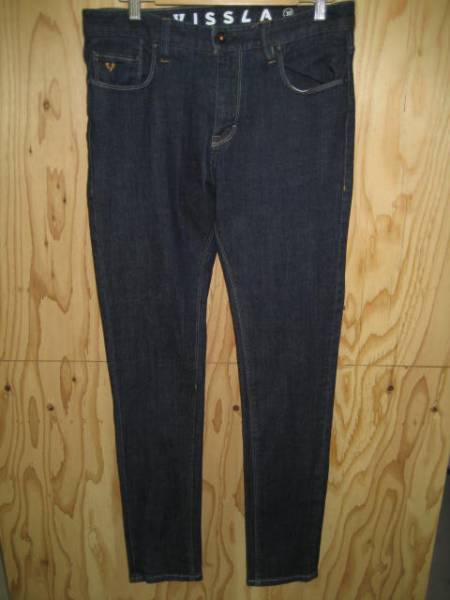 美品VISSLA ヴィスラ のデニム！ストレッチ！スキニー！スリム！ジーンズ30サーファー、サーフ、スケーター、ボーダー、ムラサキ