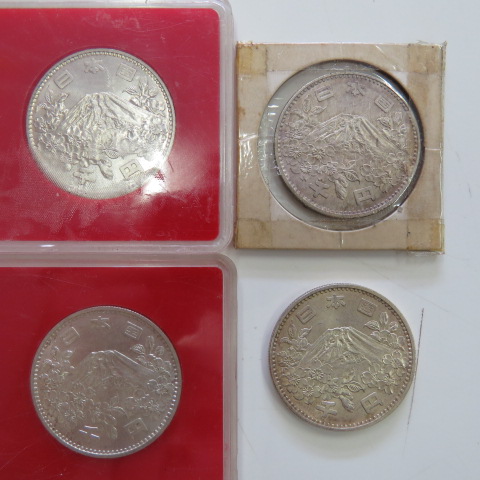 一円銀貨＆オリンピック記念 1円～記念硬貨 ☆東京オリンピック☆1000円銀貨4枚☆ケース入