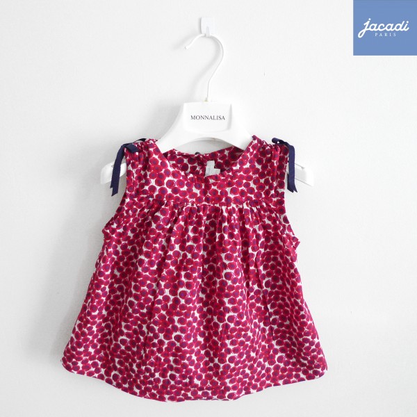 ♪美品♪Paris発 JACADI♪ドットリバティ柄リボントップス♪2才85cm♪