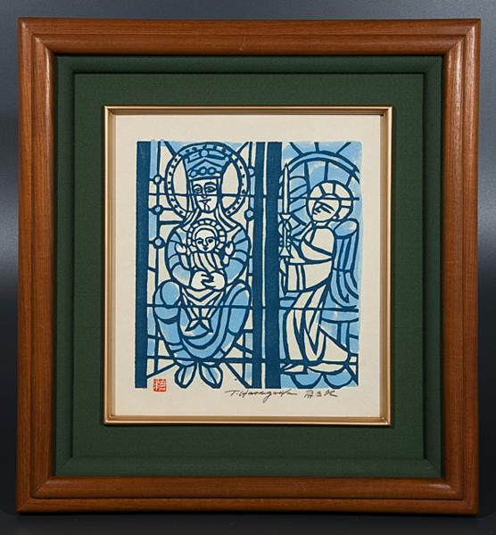 Yahoo!オークション SHIN川西祐三郎 木版画 額装 「神戸港」 日 震災の