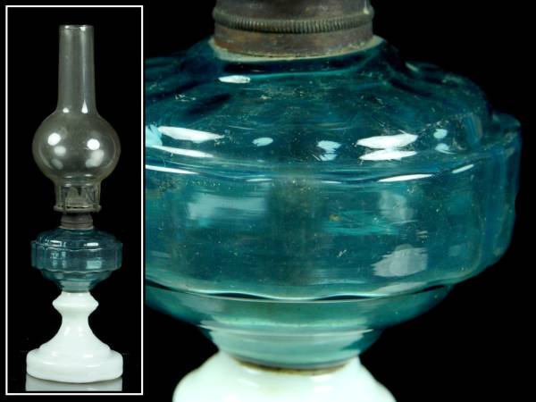 ◇廻◇ 大正ガラス オイルランプ 31cm 時代物 アンティーク [D221.2 